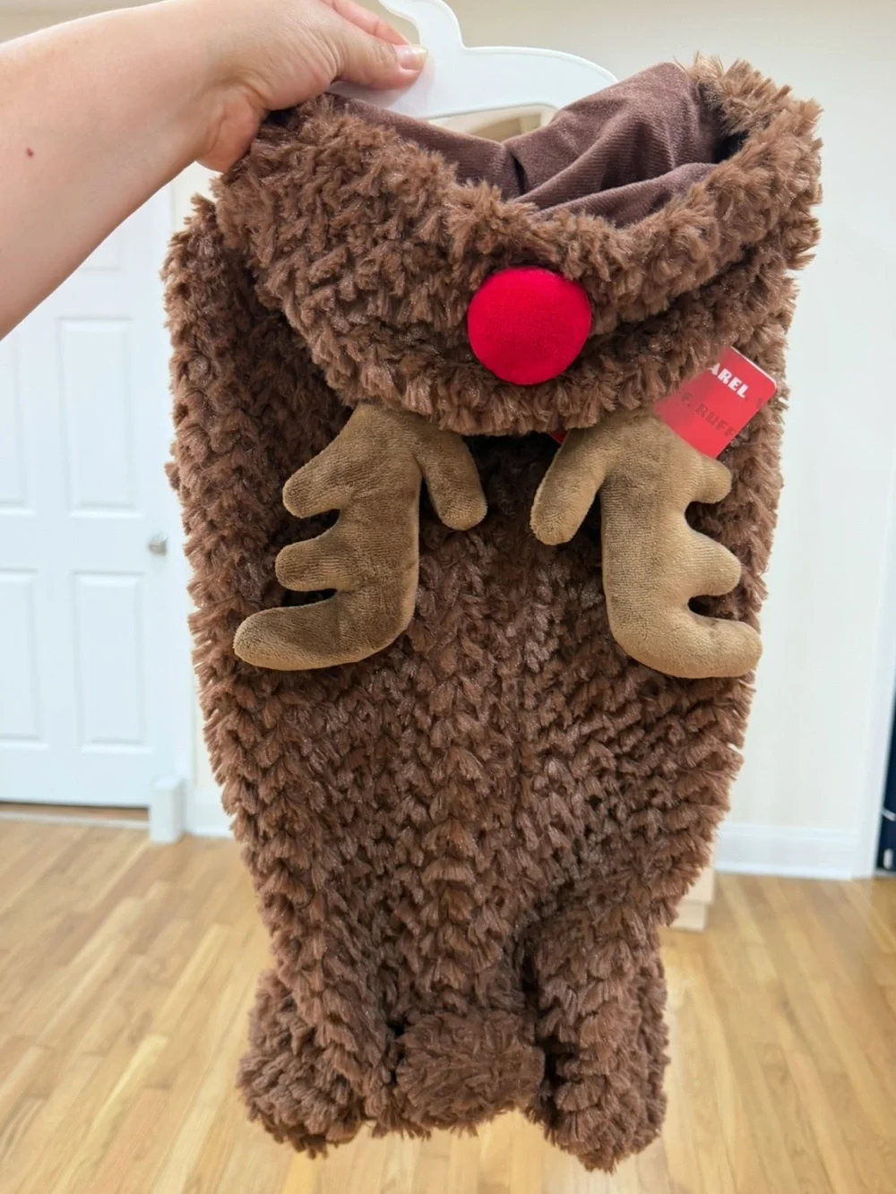🦋Reindeer Dog Costume Plush Brown Christmas Pet Outfit Size Large